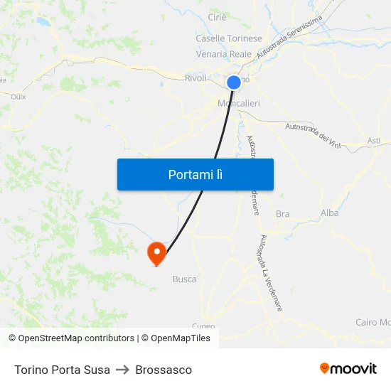 Torino Porta Susa to Brossasco map