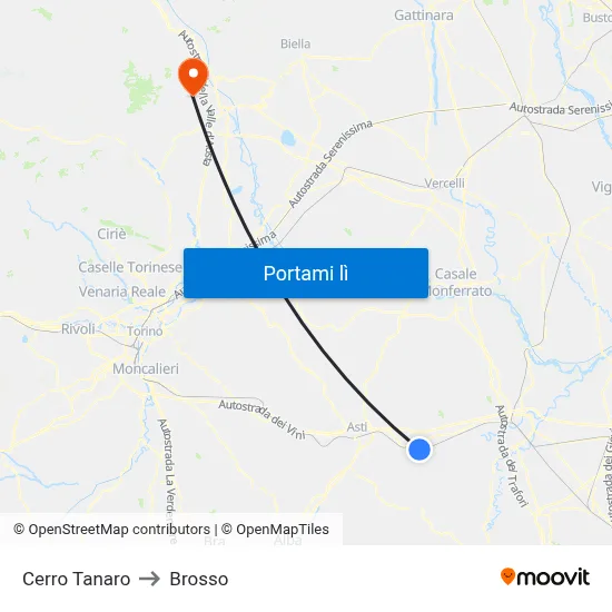 Cerro Tanaro to Brosso map
