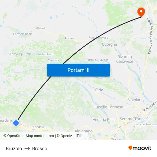 Bruzolo to Brosso map
