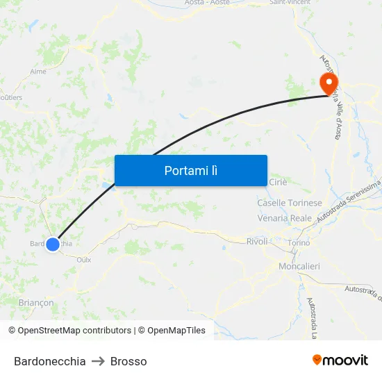 Bardonecchia to Brosso map