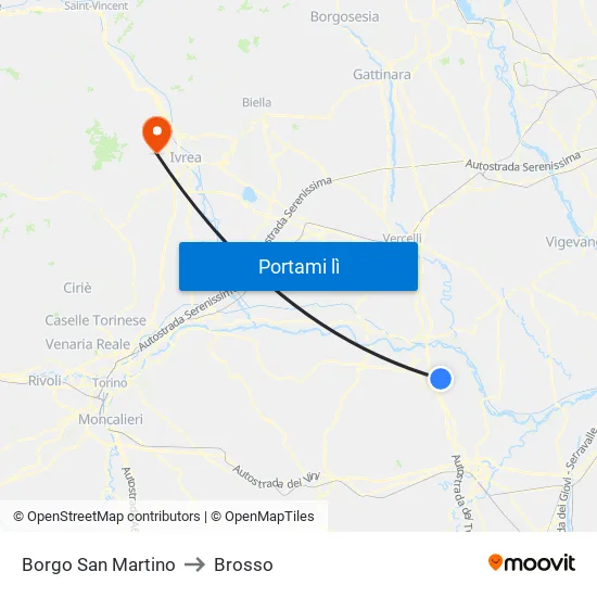 Borgo San Martino to Brosso map