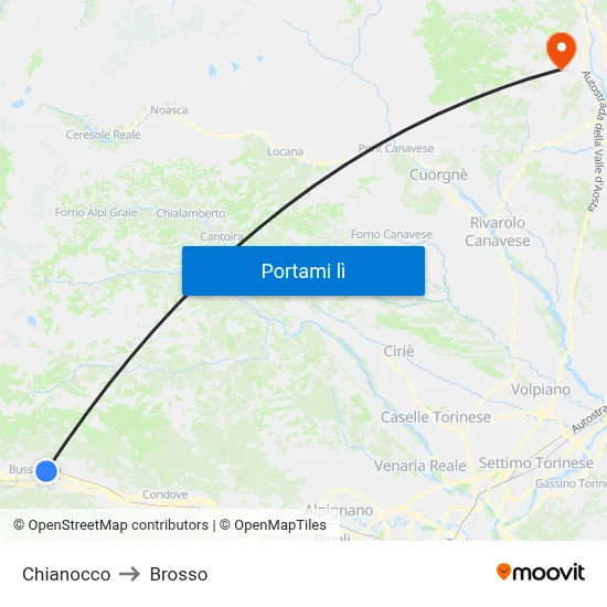 Chianocco to Brosso map