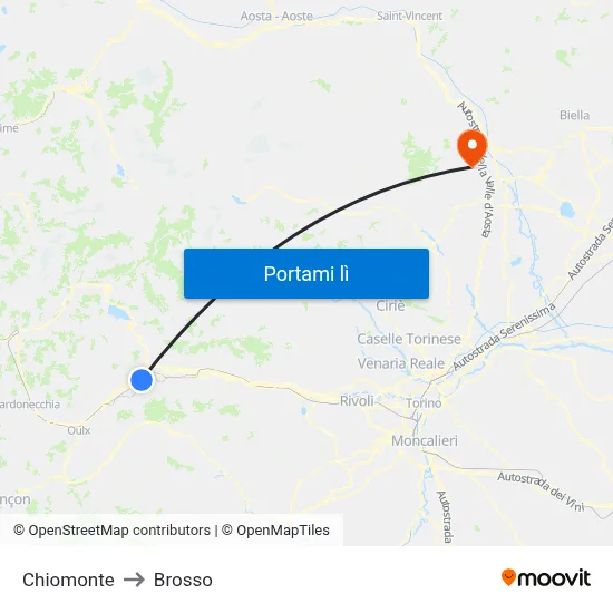 Chiomonte to Brosso map