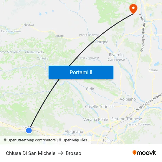 Chiusa Di San Michele to Brosso map