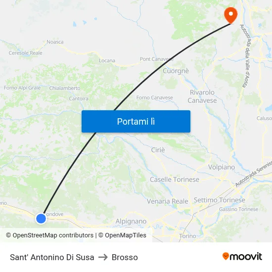 Sant' Antonino Di Susa to Brosso map