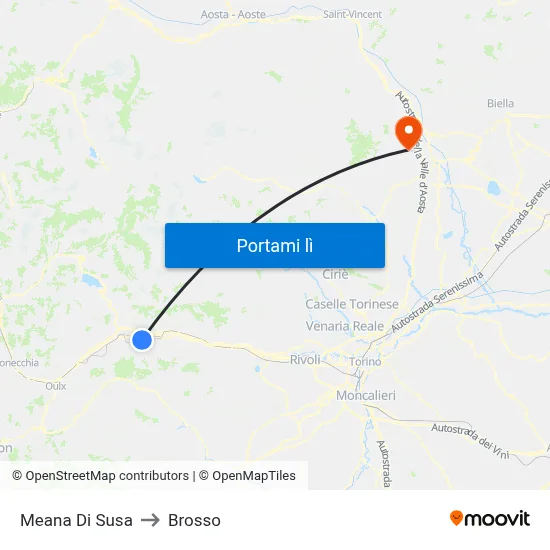 Meana Di Susa to Brosso map