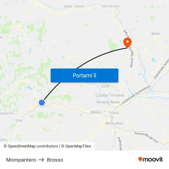 Mompantero to Brosso map