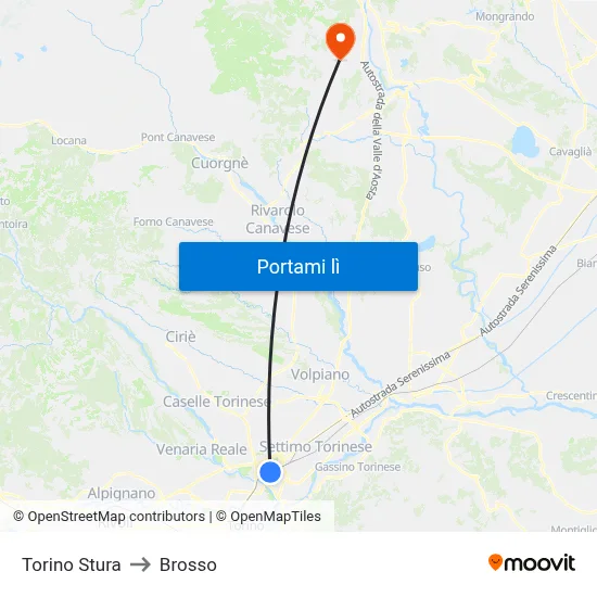 Torino Stura to Brosso map
