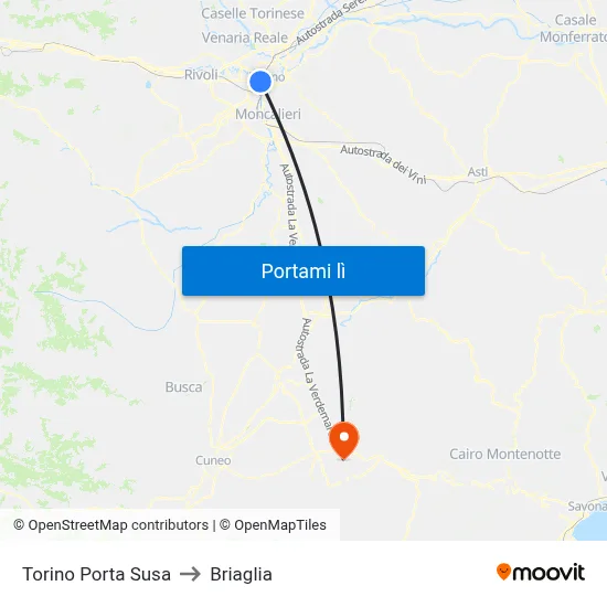 Torino Porta Susa to Briaglia map