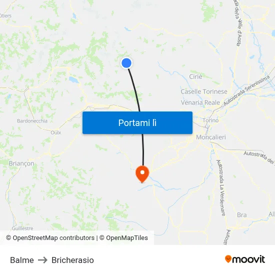 Balme to Bricherasio map