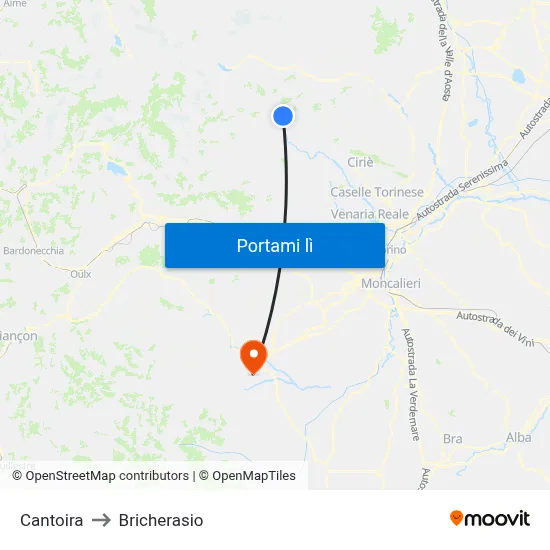 Cantoira to Bricherasio map