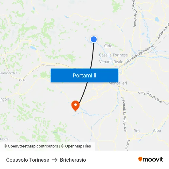 Coassolo Torinese to Bricherasio map