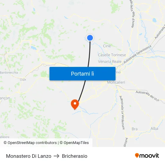 Monastero Di Lanzo to Bricherasio map