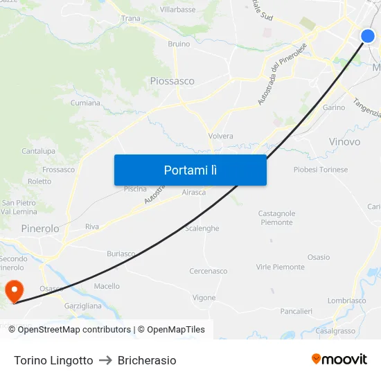 Torino Lingotto to Bricherasio map