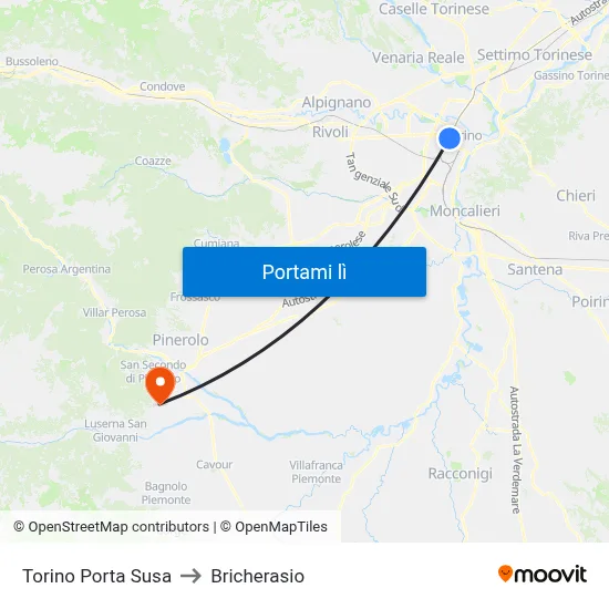 Torino Porta Susa to Bricherasio map