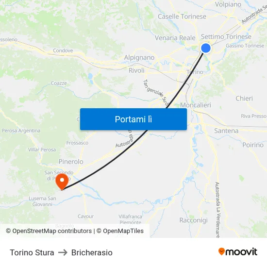 Torino Stura to Bricherasio map