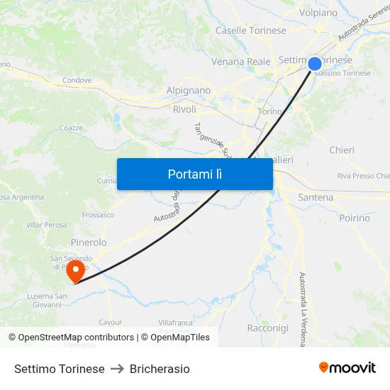 Settimo Torinese to Bricherasio map