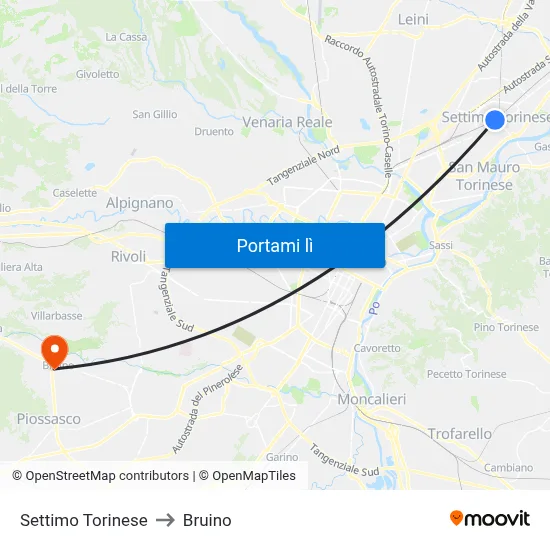 Settimo Torinese to Bruino map