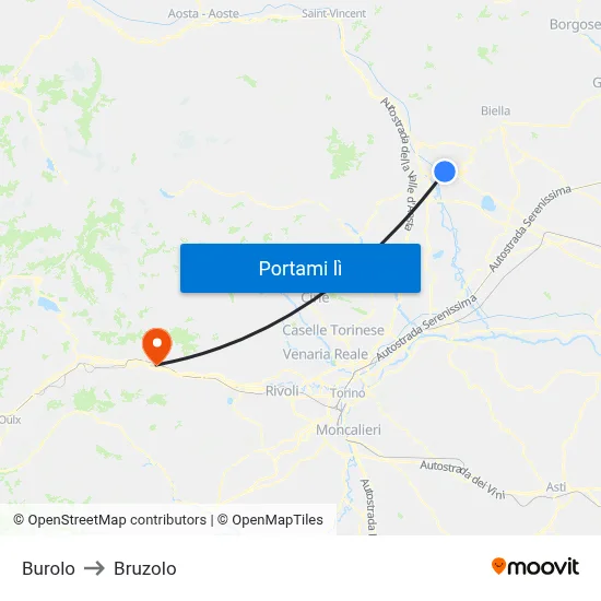 Burolo to Bruzolo map