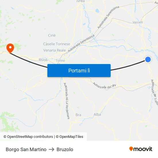 Borgo San Martino to Bruzolo map