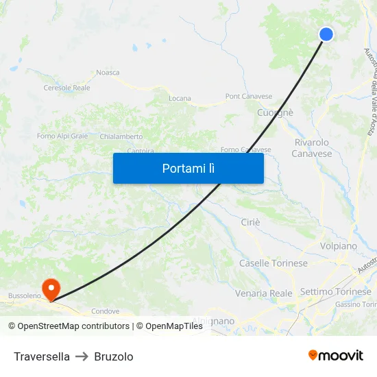 Traversella to Bruzolo map