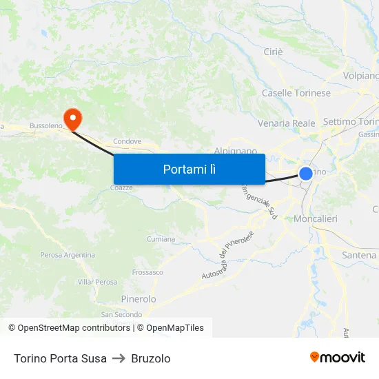 Torino Porta Susa to Bruzolo map