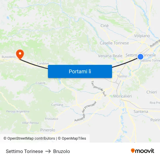 Settimo Torinese to Bruzolo map