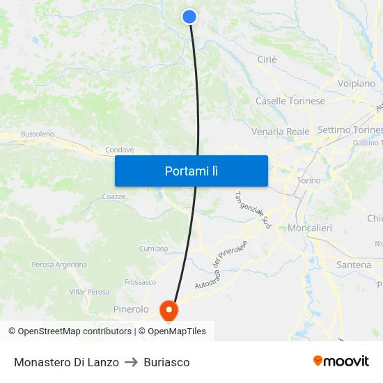 Monastero Di Lanzo to Buriasco map