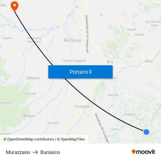 Murazzano to Buriasco map