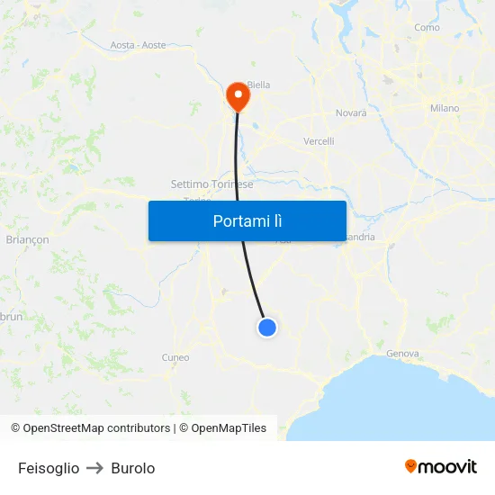 Feisoglio to Burolo map