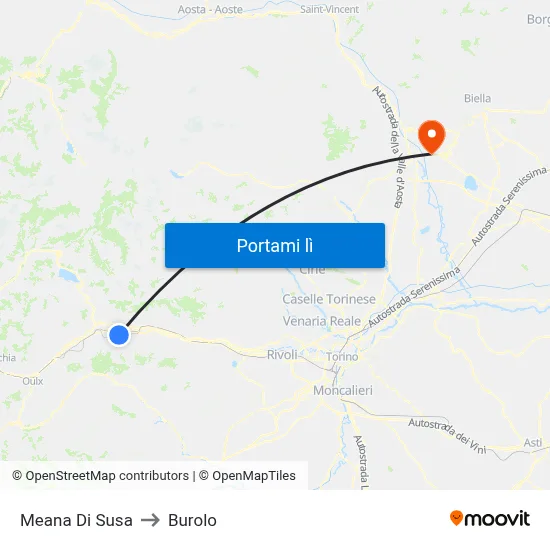 Meana Di Susa to Burolo map