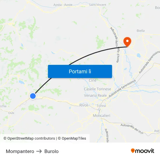 Mompantero to Burolo map