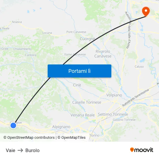 Vaie to Burolo map