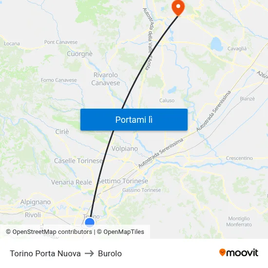 Torino Porta Nuova to Burolo map