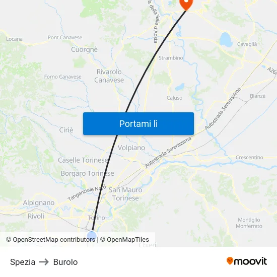 Spezia to Burolo map