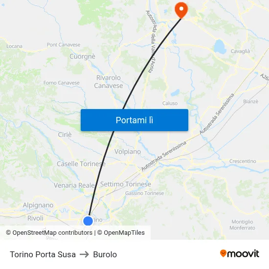 Torino Porta Susa to Burolo map