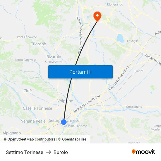 Settimo Torinese to Burolo map