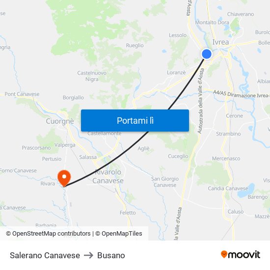 Salerano Canavese to Busano map