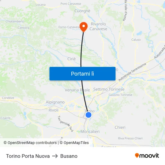Torino Porta Nuova to Busano map