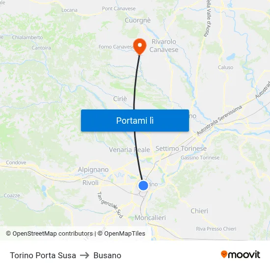 Torino Porta Susa to Busano map