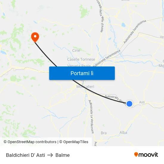 Baldichieri D' Asti to Balme map