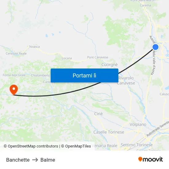 Banchette to Balme map