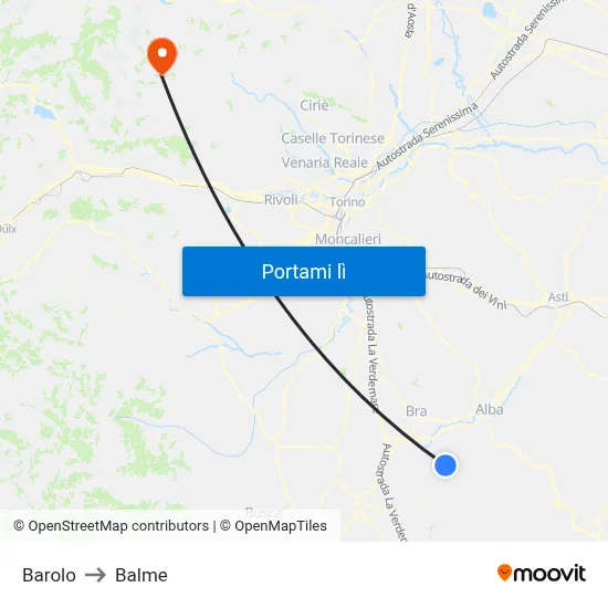 Barolo to Balme map