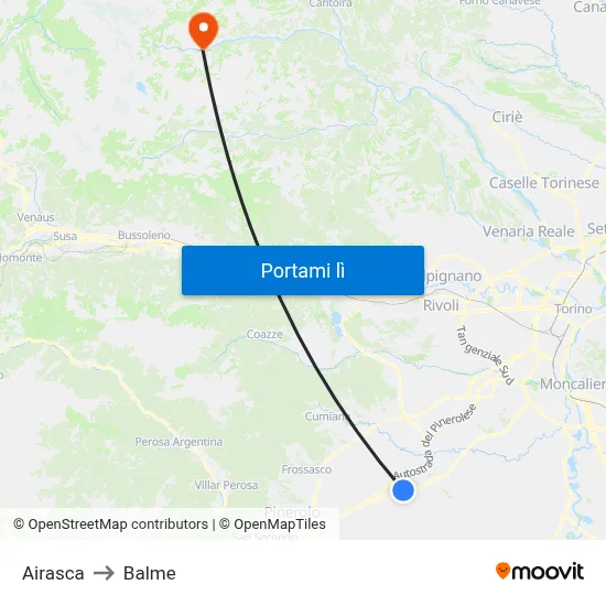 Airasca to Balme map