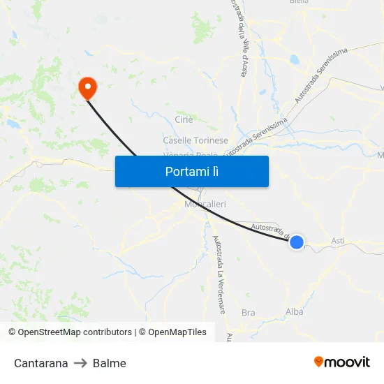 Cantarana to Balme map