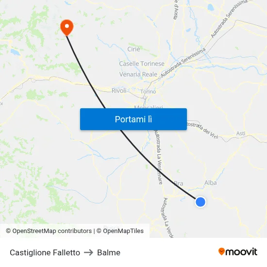 Castiglione Falletto to Balme map