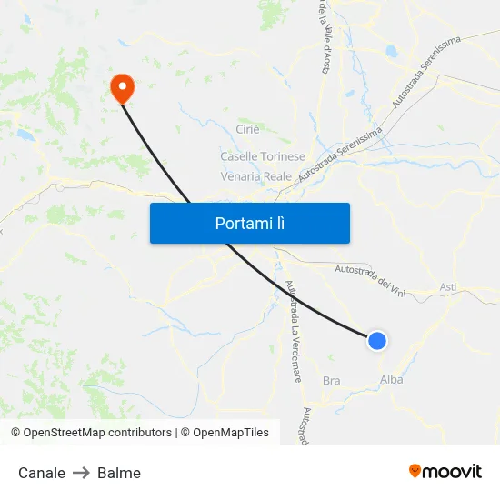 Canale to Balme map