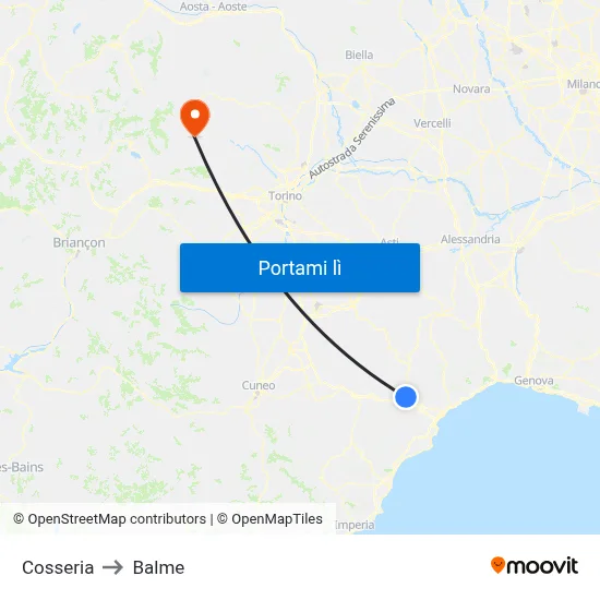 Cosseria to Balme map