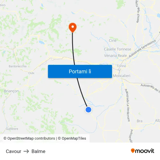 Cavour to Balme map