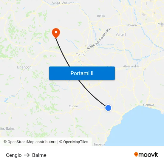 Cengio to Balme map